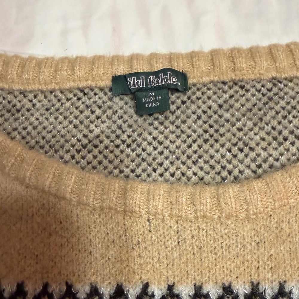 Wild Fable Tan and Black Patterned Sweater - Picture 5 of 7